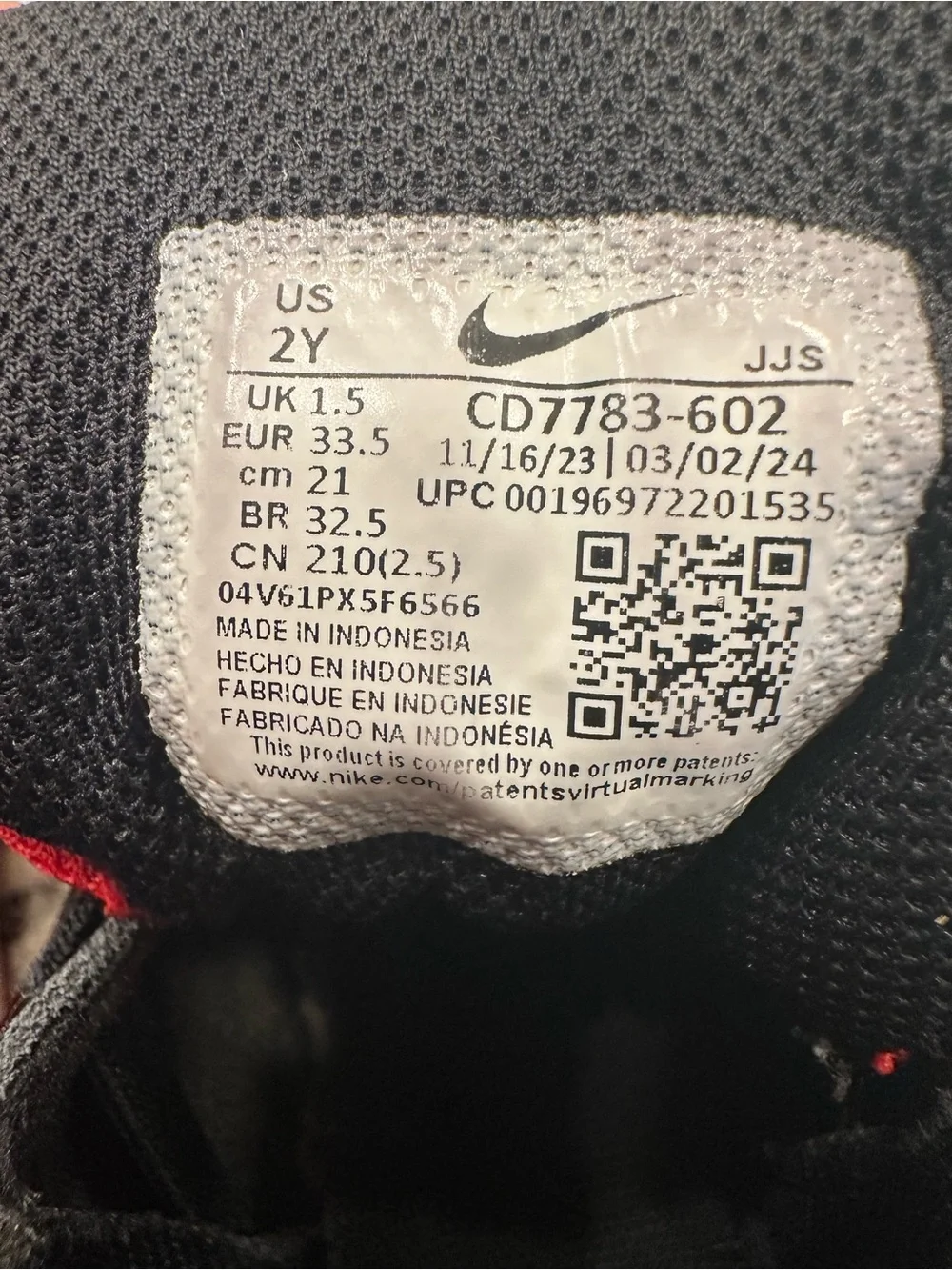Nike Court Borough Mid 2 Kids Shoes Red Black White Size US 2Y Youth CD7783-602